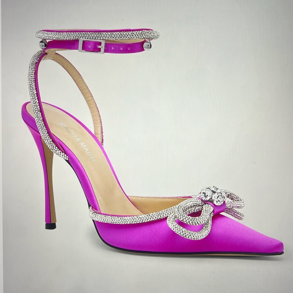 Mach & Mach Strass Bow Double Ankle-Strap Pumps size 10/Eu 40